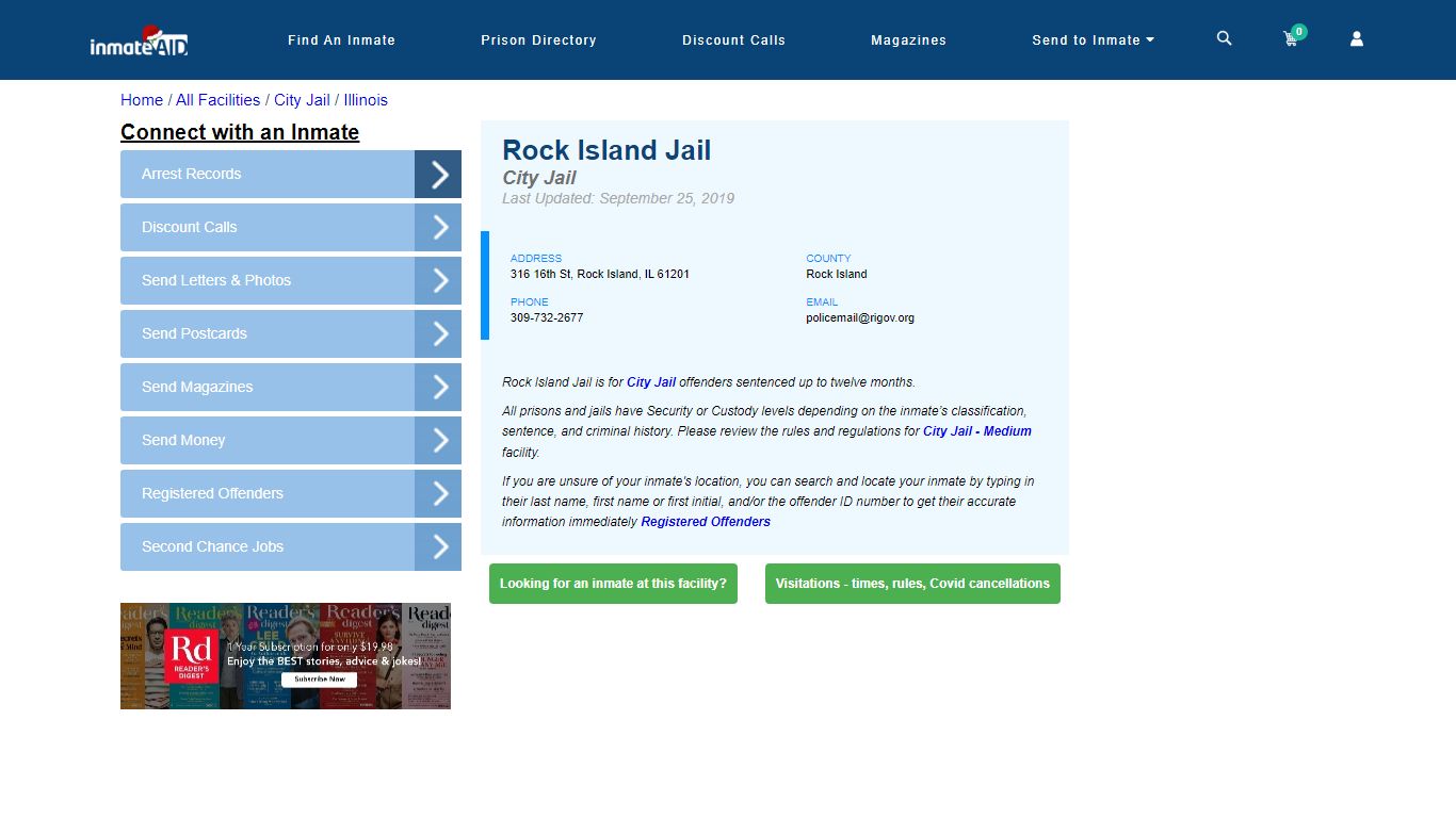 Rock Island Jail | Inmate Locator